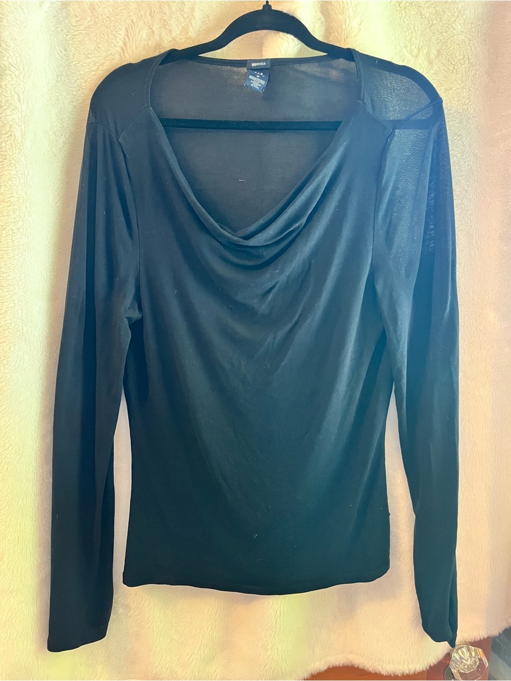 Sheer GAP Black Cowl Neck Long Sleeve Top